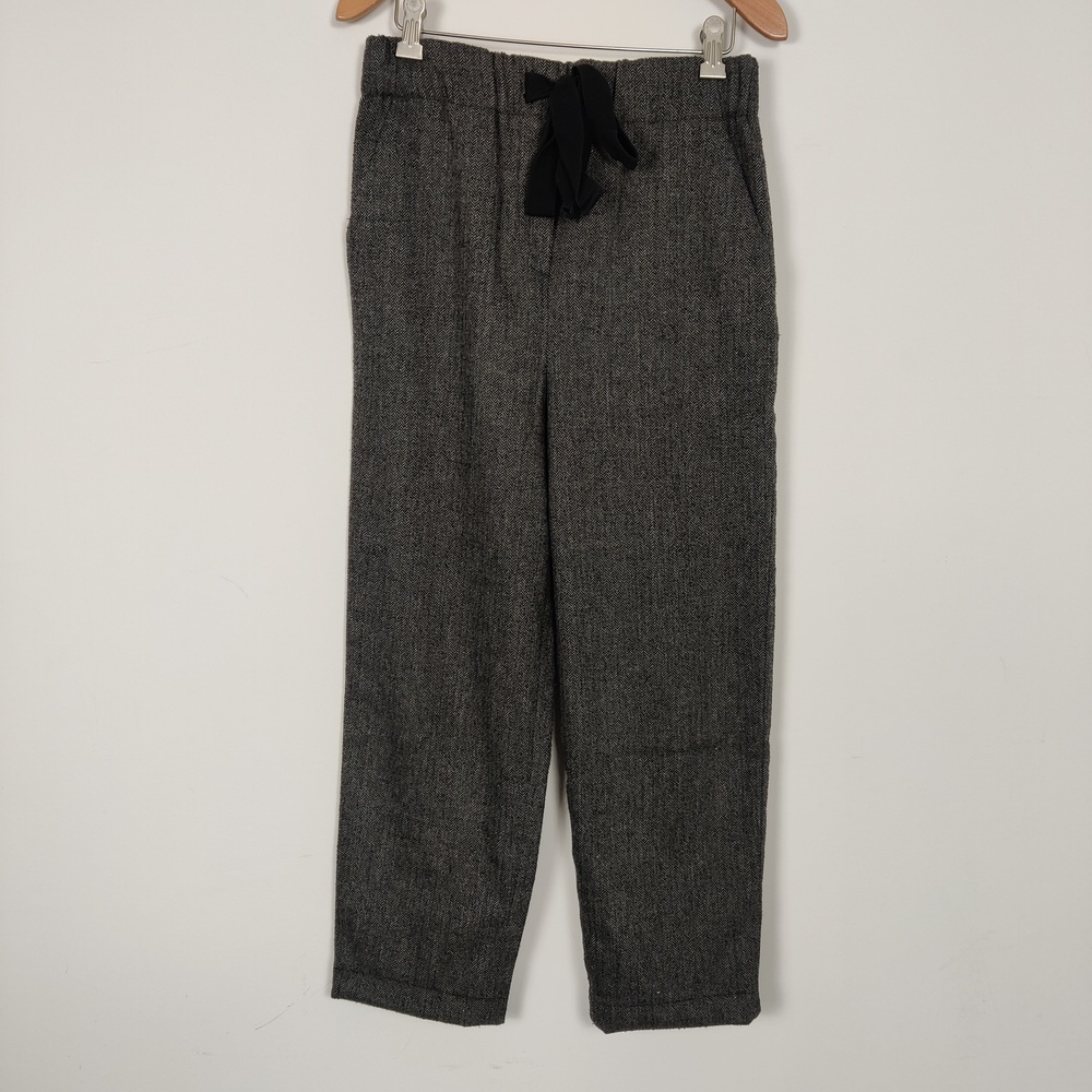Zara Woman Herringbone Drawstring Pants Size XS Wool Business Casual Office